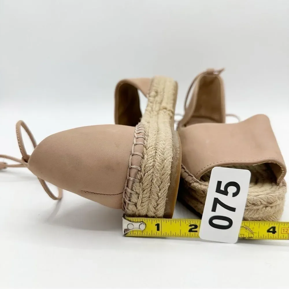 Splendid Women's Edna Ankle Tie‎ Blush Nubuck Suede Espadrille Sandals Size 8M